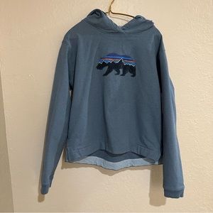 Patagonia Fitz Roy Bear Uprisal Grey Hoodie Size XL pullover sweatshirt